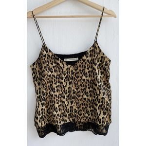 ZARA Animal Print Cami Tank Top Lace Trim Lined Size M